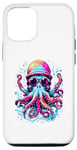Coque pour iPhone 14 Pro Kraken Ocean Monster Octopus coloré avec lunettes de soleil