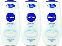 Nivea Rich Moisture Soft Shower Cream 250ml | Hydrating | Skin Care X 3