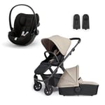 Silver Cross Tide Sage Beige barnvagn inklusive cybex GOLD Cloud G bilbarnstol i-Size Magic Black