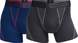 CR7 Cristiano Ronaldo Men's 2 Pack Mesh Trunks Boxer Shorts, Navy, Grey, L