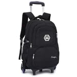 WU Rolling Backpack Travel Backpack with Wheels Removable Hand Bag - Carry-On,B