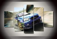 TOPRUN Canvas Picture - Wall Art Print - Sports car Subaru Impreza - 5 panels - Modern Motif Wall Art - 5 piece - Non-Woven - Image Paintings - Framed Artwork - Ready to hang