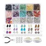 DIY-kit för att göra kristall smycken med 15 fack kristall stenar pärlor örhänge krokar elastisk tråd tång tillbehör armband halsband hantverk verktyg