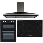 SIA 60cm Single Electric Oven, 90cm 5 Zone Induction Hob & Chimney Cooker Hood