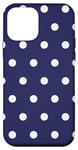 iPhone 12 mini navy blue and white polka dot pattern for women and girls Case