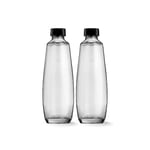 SodaStream Bouteilles en verre Bipack de 1 litre compatibles avec le gazéificateur Duo 2 x 1 l, noir, 10 x 19,5 x 29
