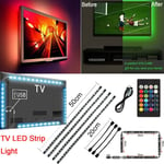 USB TV Backlight LED Strip Light 5050 RGB Lighting 4 Strips + Remote Control UK