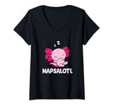 Womens Axolotl Napsalotl Sleeping Axolotl V-Neck T-Shirt