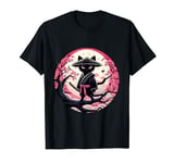Retro Black Cat Ninja Japanese Moon Wave Kanagawa Men Women T-Shirt