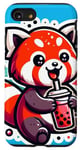 Coque pour iPhone SE (2020) / 7 / 8 Panda Rouge Boisson Boba Bubble Tea Kawaii Anime Doux K Pop