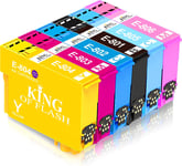 KING OF FLASH Compatible Printer Ink Cartridges For Epson T0807 - Epson Stylus RX560, RX585, RX685, R265, R285, R360, PX650, PX50, PX700W, PX710W, PX800FW, PX810FW, P50 Printers (1 Set of 6)