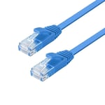 NÖRDIC Cat6 U/UTP flat nettverkskabel 75m 250MHz båndbredde og 10Gbps overføringshastighet blå