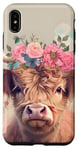 iPhone XS Max Spring, Highland Cow | Scottish Highland Cow, Floral Pastel Case