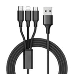 Laddningskabel Multi 3i1, USB-C, Micro-USB, iPhone - 1,2 m