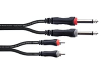 Cordial 14840 Jack / Phono Audio Connection Cable [2X Jack 6,3 Mm (Mono) - 2X Rca-Kontakter] 1,50 M Svart Pvc-Mantel, Dubbla Ledare
