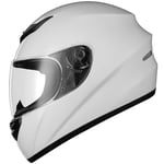 Favoto Casque de Moto Intégral, Casque de Scooter Respirant pour Femme Homme Adultes, Protection de Sécurité, Certifié ECE, 55-56cm Blanc