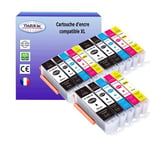 15 Cartouches compatibles avec Canon PGI-550, CLI-551 XL pour Canon Pixma IP7200, IP7250, IP8700, IP8750, IX6800, IX6850