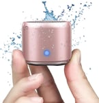 Mini (Or Rose) Enceinte Bluetooth Portable Actif avec Basse Extra, Design Court, Mini Haut Parleur Parfait pour la Douche, Chambre, Vélo, Voiture