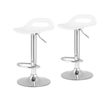 Bar stools Set of 2 Swivel Chair Barstools Kitchen Stool Height and Swivel 360° Chair Plastic Colour Selection with Footrest Kitchen BarstoolsFor kitchen balcony living room (White)