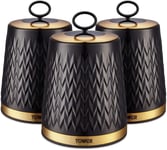 Tower Empire Set of 3 Canisters Black