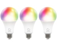 Deltaco Smart E27 RGB, WiFi, 9W, 2700-6500K, dimbar - 3-pack