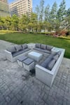 Outdoor Rattan Garden Furniture Set Lounge Sofa Set 2 Coffee Table 2 Footstools