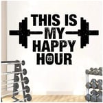 UYEDSR Wall Sticker This is My Happy Hour Gym Quotes Wall Sticker Vinyl Decoration Room Fitness Club Decals Removable Bodybuilding Mural 58x33cm