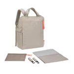 LÄSSIG Sac à dos à langer avec matelas à langer, attache pour poussette, pochette filet/GRE Conversion Backpack beige