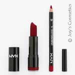 2 NYX Round Lipstick 569 Snow White + Slim Lip pencil 817 Hot Red Set Joy's