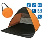 shunlidas Folding Portable Fishing Tent Camping Automatic Pop Up Tents Sun Shelter Anti-uv Sun Shade Awning 2-3 Person Outdoor Summer Tent-orange with black