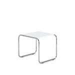 Knoll - Laccio low table, Square, skiva i Vit Calacatta marmor - Vit - Sidobord - Metall/Sten