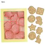 8 st/set Super Mario Bros Cartoon Kakformar Präglade Kakstämplar Cuter Moulds För Tårta Barn Kalas Dekoration