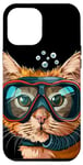 Coque pour iPhone 13 Pro Max Tuba amusant avec masque de plongée en forme de chat