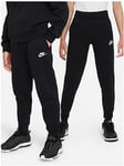 Nike Older Unisex Club Fleece Small Logo Jogger - Black/White, Black/White, Size Xs=6-8 Years