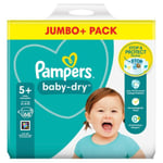 68 x Pampers Baby-Dry Nappies Size 5+ Jumbo+ with 3 Air Channels, up to 12 Hours