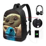 Lawenp Baby Master Yoda Laptop Backpack- with USB Charging Port/Stylish Casual Waterproof Backpacks Fits Most 17/15.6 Inch Laptops and Tablets/for Work Travel School