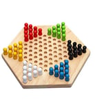 Ctzrzyt Traditional Hexagon Wooden Chinese Checkers Family Game Set
