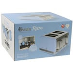 Swan 4 Slice Retro Blue Stainless Steel Bread Loaf Toast Toaster Defrost Reheat
