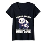 Womens Panda Mama Raising Lil Paws With Love Cute Mom Bear And Cub V-Neck T-Shirt