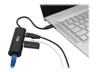 Tripp Lite USB 3.1 Gen 1 USB-C Multiport Portable Hub/Adapter, 3 USB-A Ports and Gigabit Ethernet Port, Thunderbolt 3 Compatible, Black, USB Type C - Dockningsstation - USB-C 3.1 / Thunderbolt 3 - 1GbE