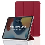 Hama Étui de Protection à Rabat pour Apple iPad Mini 2021 avec Fonction Support et Dos Transparent et Fermeture magnétique Rouge