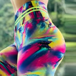 3d Rainbow Print High Waist Yoga Exercise Pants As Pics S