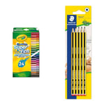 CRAYOLA SuperTips Washable Markers - Assorted Colours (Pack of 24) & Clothing | Ideal for Kids Aged 3+ & STAEDTLER 120-2 BK5D Noris HB Pencils, 5 Count (Pack of 1), Yellow, Black