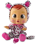 CRY BABIES Léa le léopard | Poupée interactive qui pleure de vraies Larmes avec son pyjama de léopard - Poupon idéal pour enfants +18 Mois
