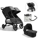 baby jogger Syskonvagn City Mini GT2 Double Jet black inklusive liggdel Mini GT2 Double , 1 x säkerhetsbåge och väderskydd