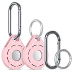 Airtag Keyring Airtag Case, Compatible with Airag (2021), Silicone Airtag Holder Airtag Keychain, Airtag Protective Case Cover, Anti-Scratch & Support Strong Signal (2 PCS, Pink)