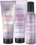 Charles Worthington Thicker and Fuller Regime Bundle, Shampoo, Conditioner and