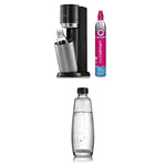 SodaStream Duo Sparkling Water Maker, Sparkling Water Machine & 2x 1L Fizzy Water Bottles, Retro Drinks Maker w. BPA-Free Water Bottle, Glass Carafe & Co2 Gas Bottle for Home Carbonated Water - Black
