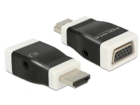 Delock - Adapter för video / ljud - HDMI hane till HD-15 (VGA), mini-phone stereo 3.5 mm hona - svart, vit