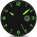 Fishtec - Horloge Murale Design Moderne - Pendule avec Ecran Température Digitale - 25 cm Noir et Vert